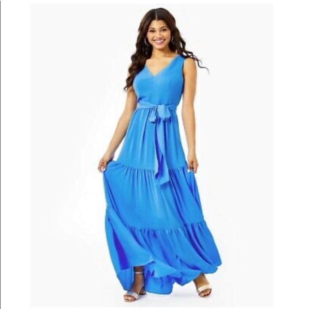 Lilly Pulitzer Maurine Blue Tiered Maxi Dress